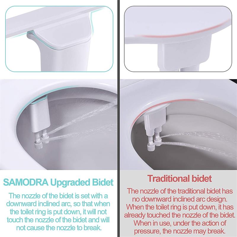 Bidet Befestigung Wc Sitz Ultra-dünne Nicht-elektrische Selbst-reinigung Dual Düsen frontal & Hinten Waschen für kalten Wasser-Holzmaserung