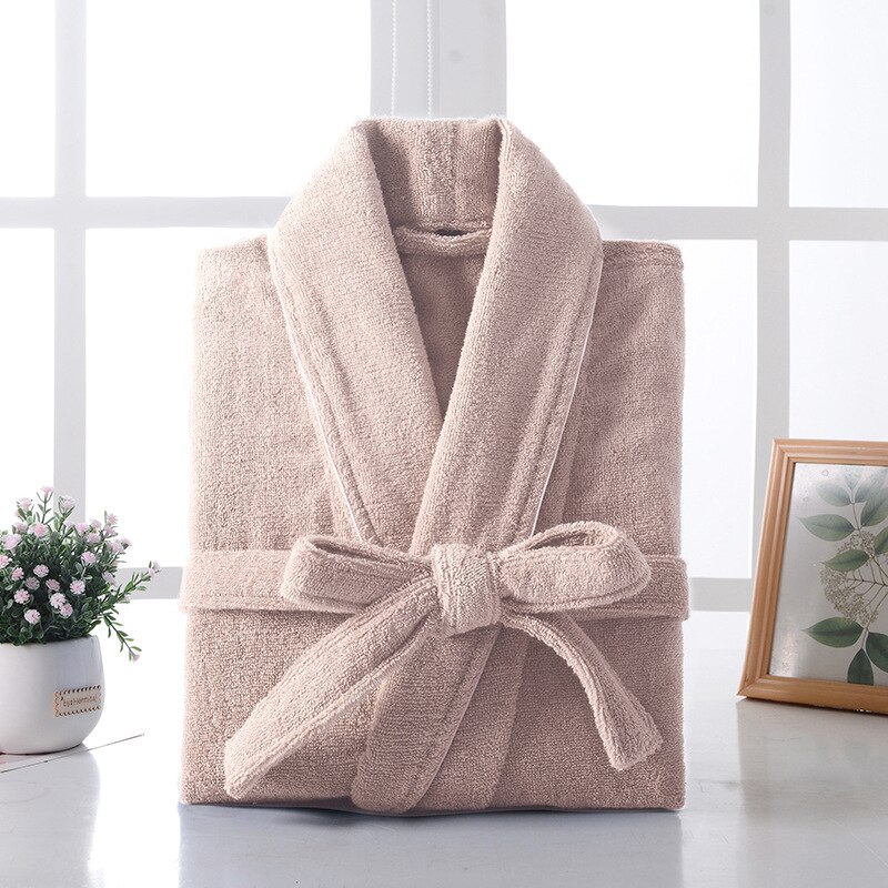 Couples' cotton terry towel rapid water absorption quick-drying five-star hotel robes men's & women's bath robes terry bathrobes: light coffe / M