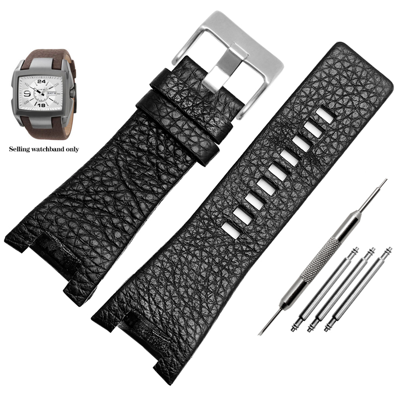 Bracelet de montre en cuir véritable pour Diesel DZ1216 DZ1273 DZ4246 DZ4247 DZ287: Blue pink