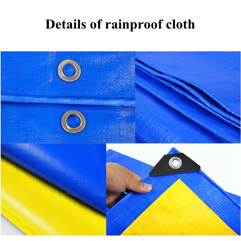 PE Tarpaulin Rainproof Cloth Shade Sail Boat Truck Canopy Tarp Ground Sheet Camping Waterproof Cloth Pet House Cover Blue-Yellow