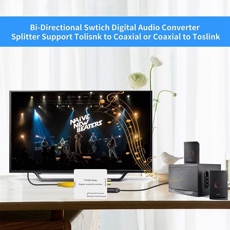 Optisk til coax tovejs spdif toslink til koaksial switch digital o converter splitter adapter