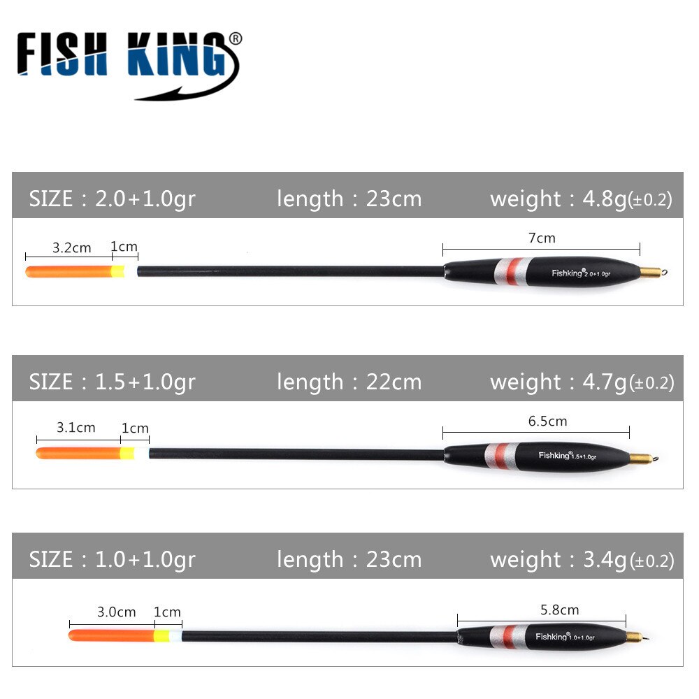 FISH KING-flotador de pesca Bobber de abeto, 5 estilos, tamaño mixto 20cm-26,5 cm, boya de roca oceánica de cobre, aparejos de pesca de carpa: 6110-3pcs