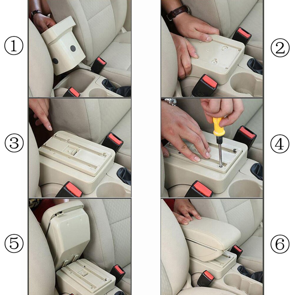 Voor Hyundai I10 2007 - Opbergdoos Interieur Armsteun Armsteun Interieur Dual Layer Black Lederen Asbak