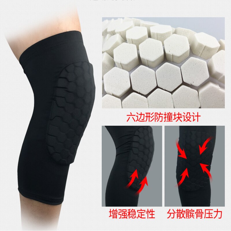 Basketbal sport kniebeschermers honingraat sportveiligheid volleybal kniebeschermers compressiekousen kniebandages brace bescherming voetbal 1pc