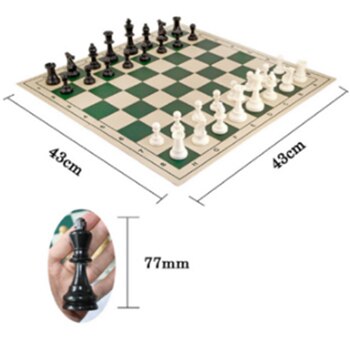 Jusenda Chess Set 32 Wooden Chess Pieces With Board 77/97mm Classic Ajedrez Portable Travel Game For Kids Adult Toy: 77mm With 43cm Board