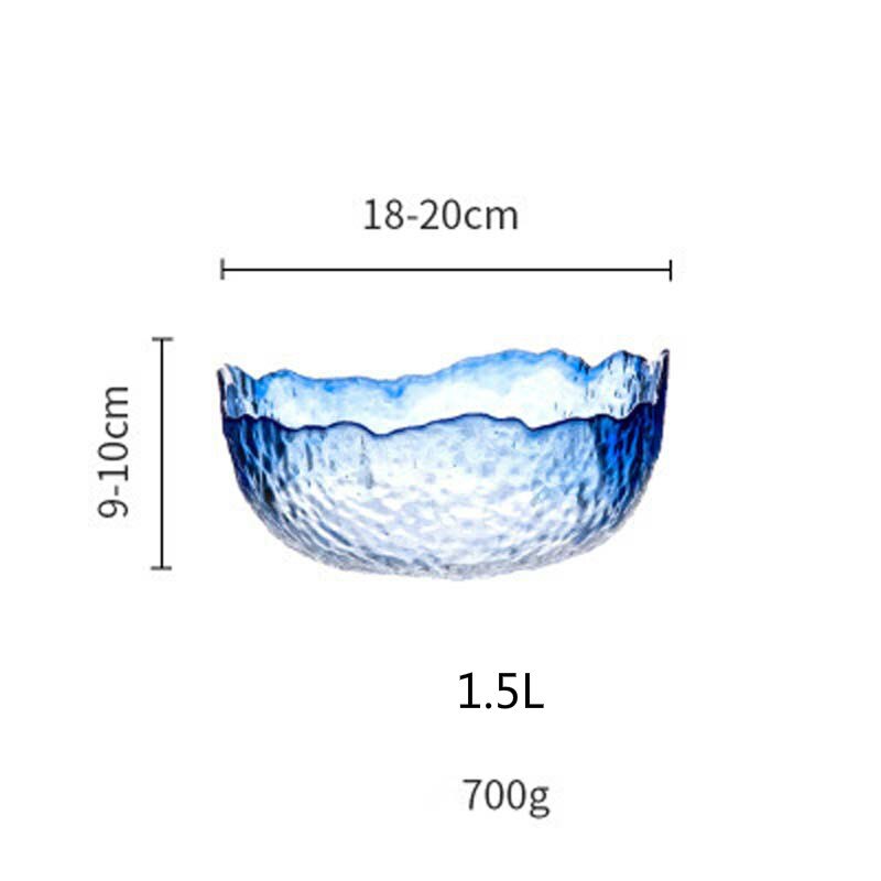 Green Code Irregular Glass Household Drawing Phnom Penh Glacier Fruit Salad Bowl Pyrex Fruit and Vegetable Plate: Cobalt D20