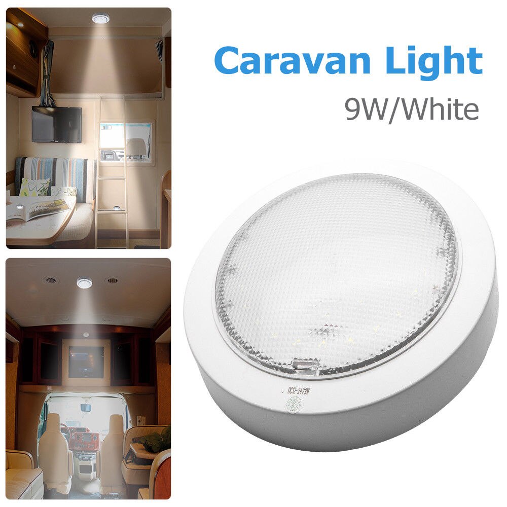 9W LED Pancake Light RV Caravan Boat Interior Cabin Ceiling Dome Light White 12V
