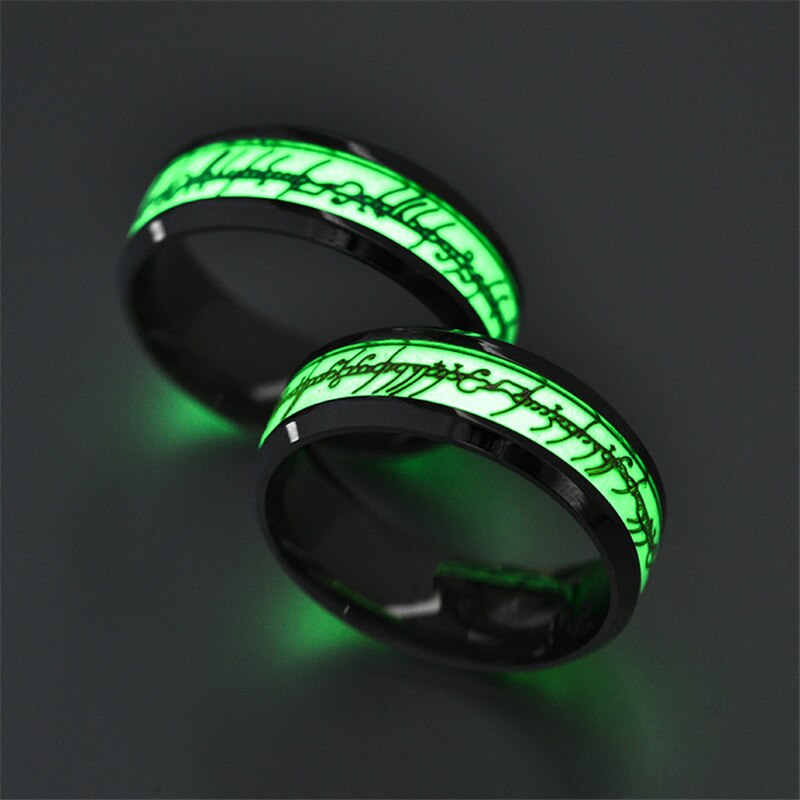KOtik Grün glühen in das dunkel Ring für Männer Hochzeit Leucht Ring Männlichen Edelstahl Hochzeit Band Ring