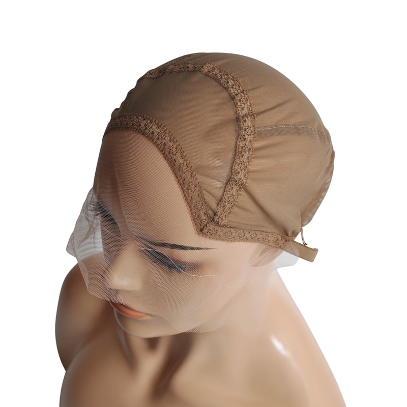 Bonnet de perruque Swiss Lace Front pour faire des perruques, bonnet de tissage avec bretelles réglables avec ligne de guidage cousue dans la taille S/M/L