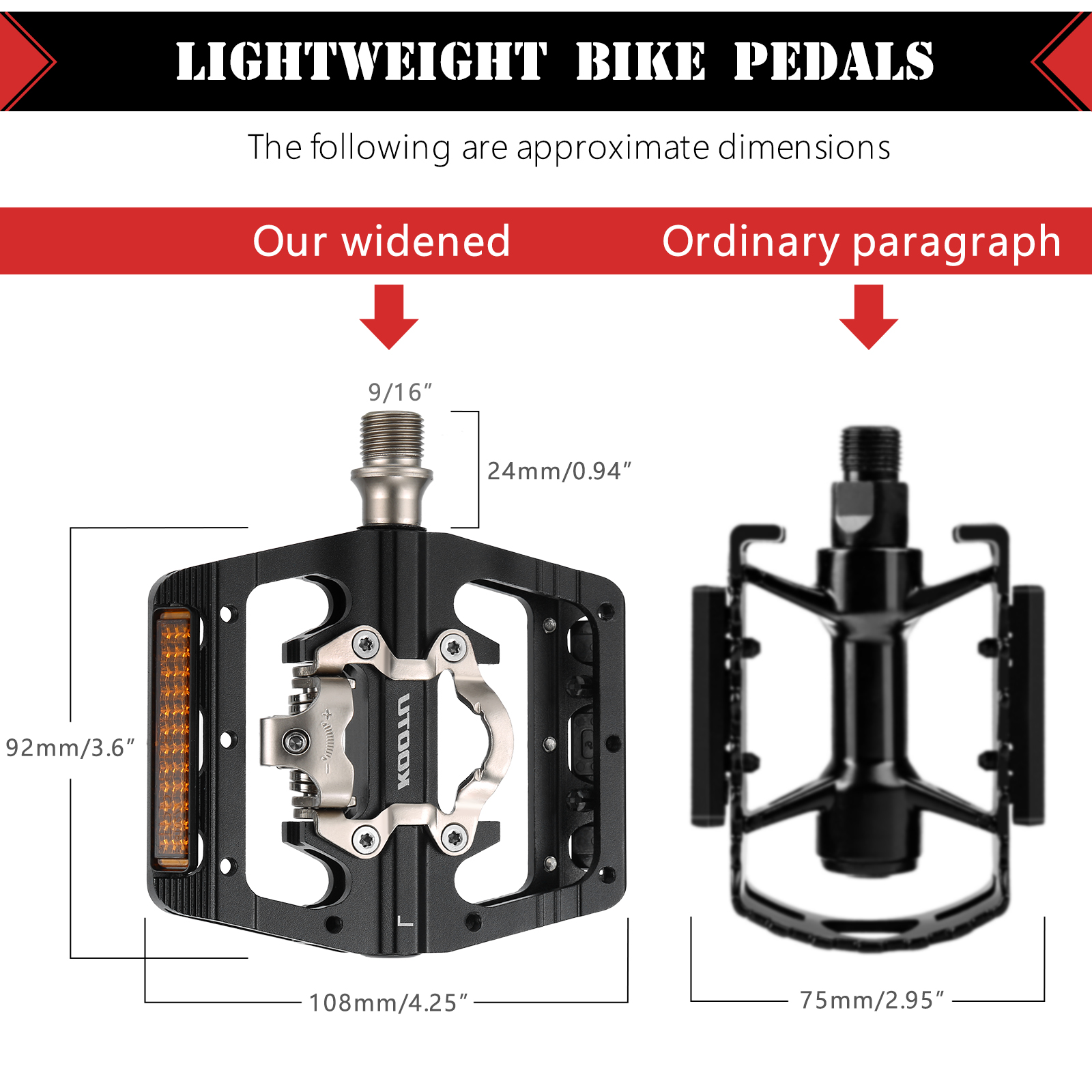 Pedales de bicicleta de montaña sellados sin Clip, 9/16 ", con bloqueo, planos, todo de aluminio, doble propósito