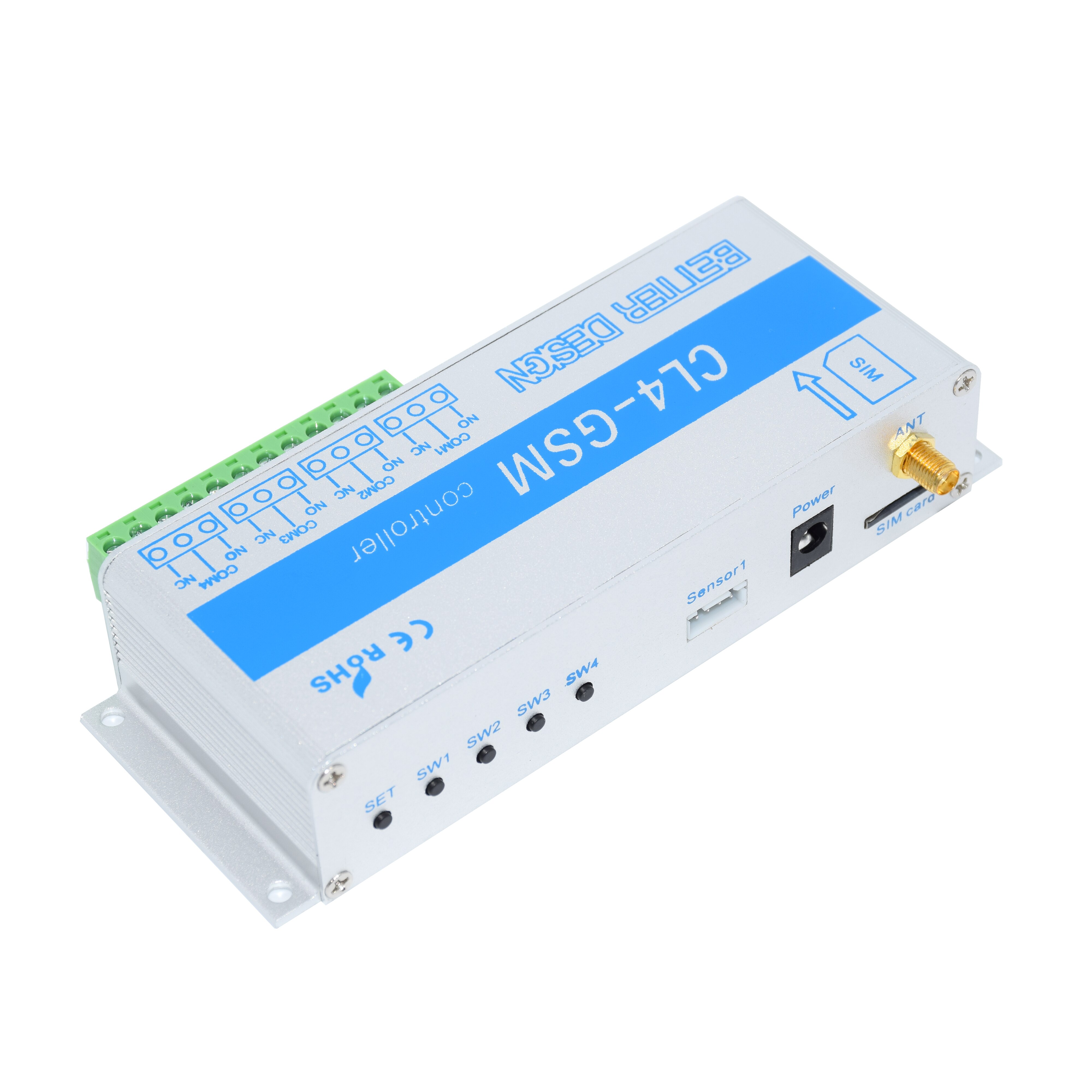 Télécommande GSM SMS 4 canaux, commutateur relais CL4-GSM, prise en charge de la température et de l&#39;humidité, alarme