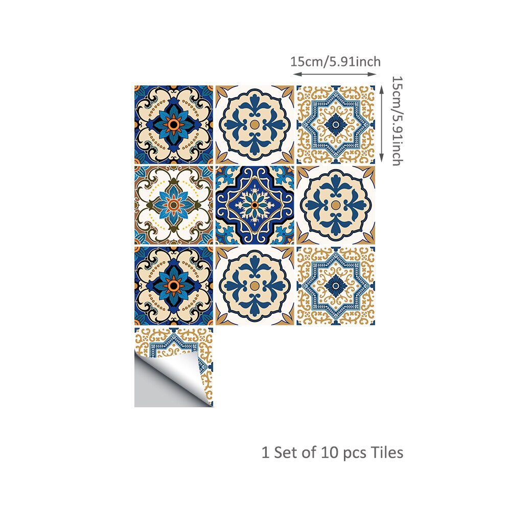 15 x 15cm marokkanske fliser pvc vandtæt selvklæbende tapet møbler badeværelse diy arab fliser klistermærke