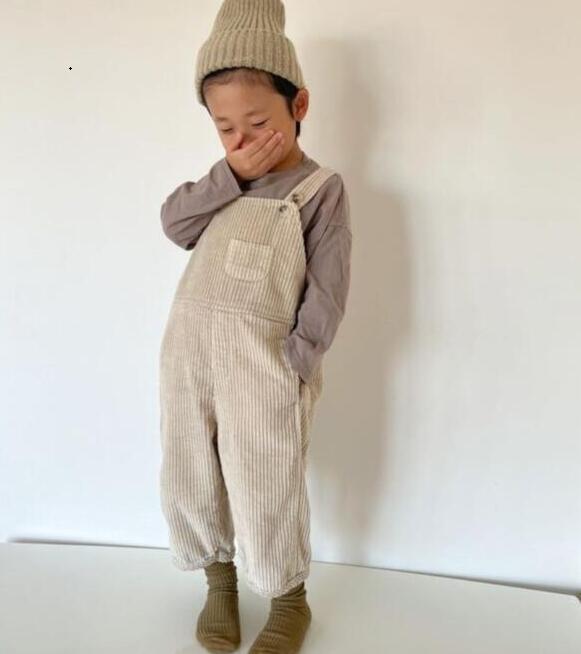 Pantalones de tirantes 9481D para niños, peto de herramientas de algodón de pana, ropa informal de una pieza para bebé, invierno, Primavera, 2022: Apricot / 100 for3y