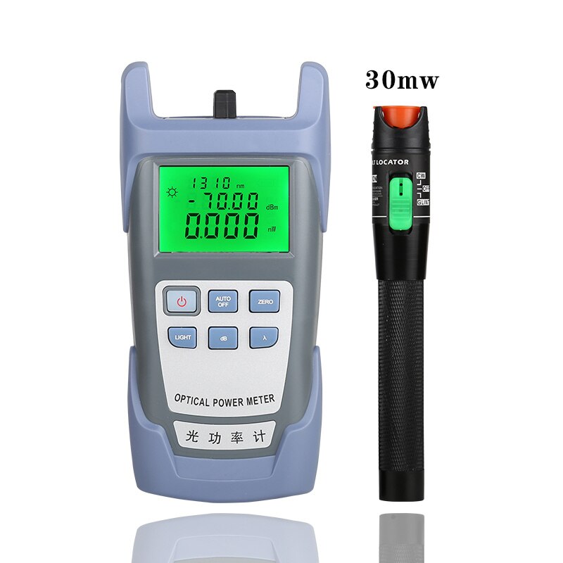 AUA7 FTTH Fiber Optic Tool Kit VFL Fiber Optical Power Meter 70～+10dbm and 1~30MW Visual Fault Locator Fiber optic test pen OPM: AUA 7 and 30KM