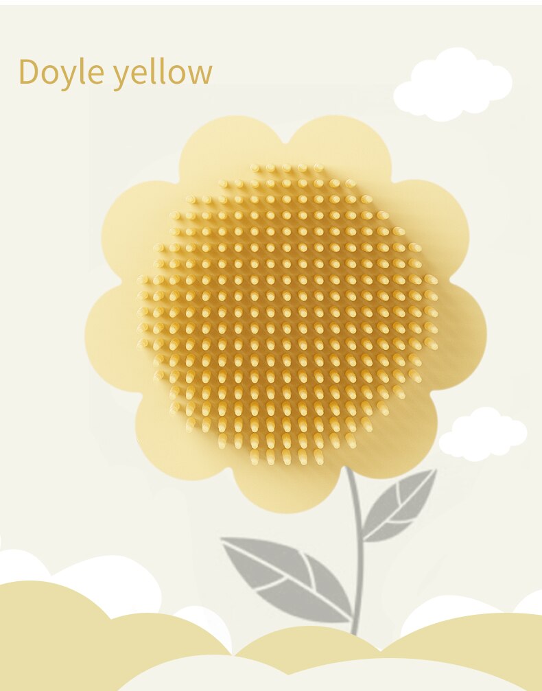Baby silicone shampoo brush to remove dandruff, baby bath, bath brush, rub mud, children’s bath, cotton baby shampoo: Yellow