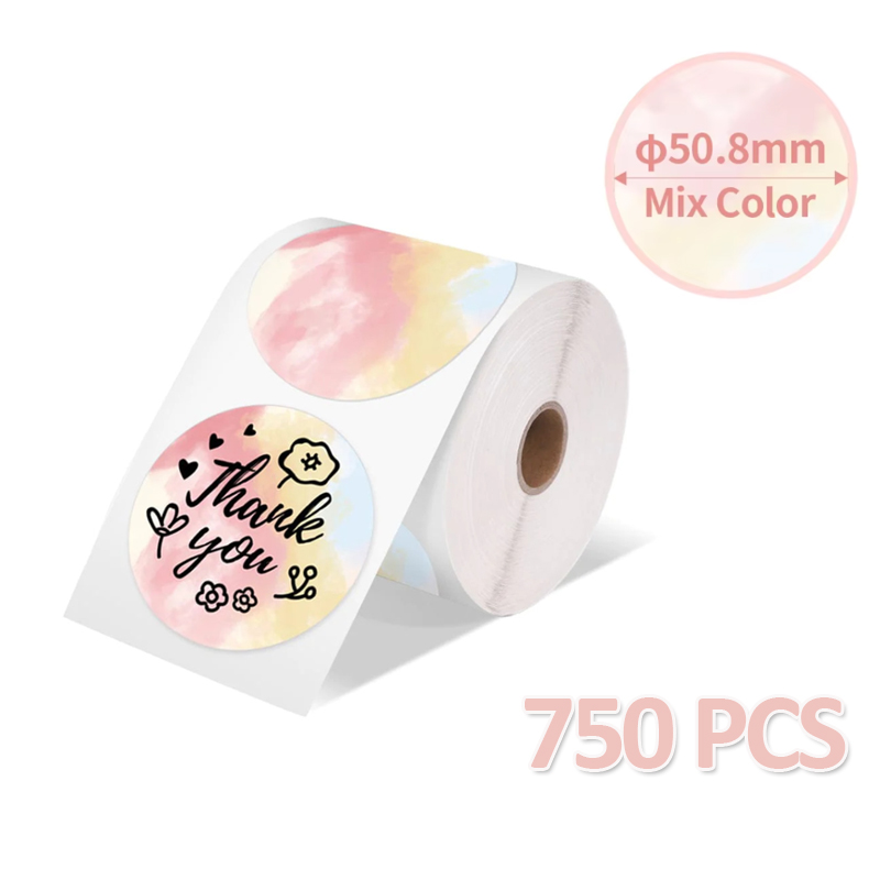 500 Stück Thermo-Etikettenpapier, runder Aufkleber, wasserfestes Etikett für , Kinderaufkleber, Logo, Dankeskarte, PM-241, PM-246S, D520S: C