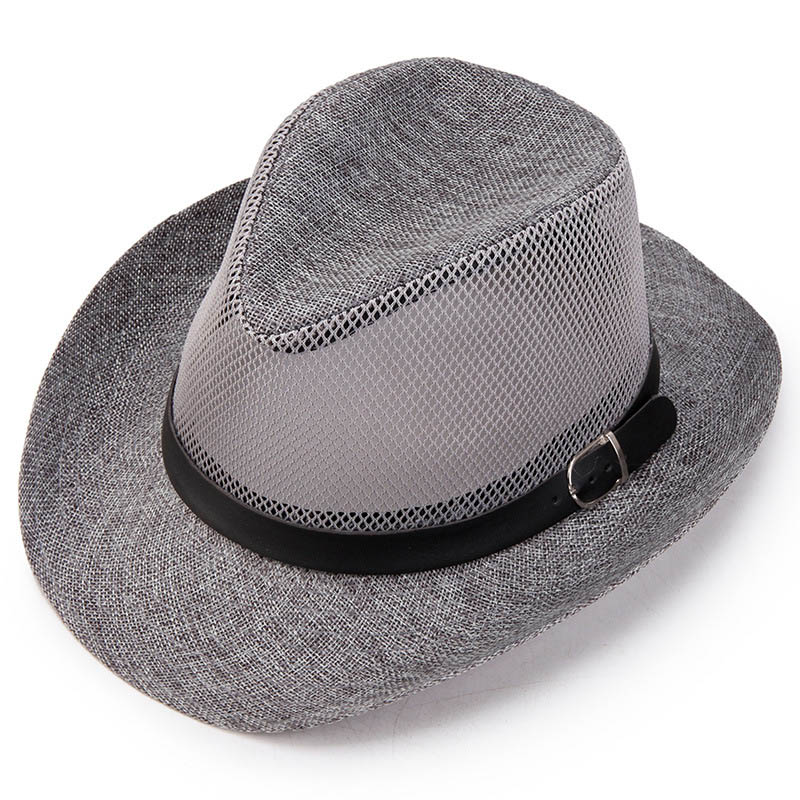 Summer Men Breathable net Cowboy Hat Wide Brim Travel Sun Hat Women Western Wide Curling Brim Cap Sun Protection Unisex Hats