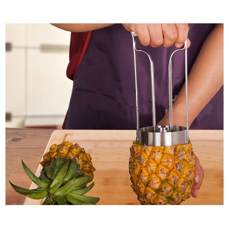 Praktisk rustfrit stål ananas corer slicer cutter skrælle ring kile frugt skæring skive kernekniv