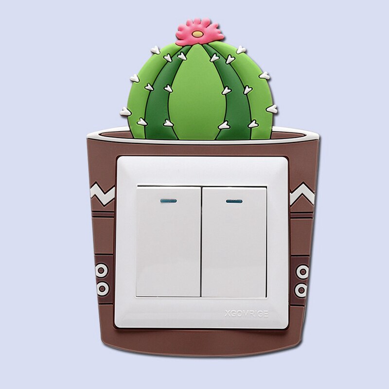 Pegatina de Cactus luminoso para interruptor, cubierta de interruptor de plantas suculentas creativas, pegatinas de pared, decoración de interruptor de luz, 1 ud.: type5