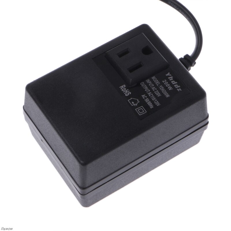 200W AC 220V to 110V Step Down Transformer Convert Travel Power EU Plug Adapter Damom