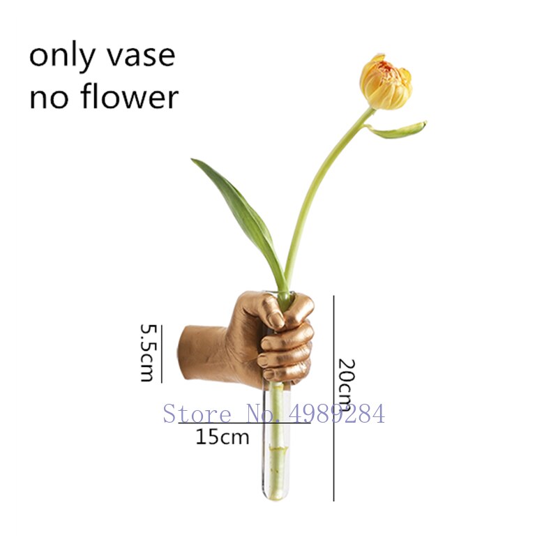 Harpiks glas vægmonteret vase blomst holder hånd abstrakt væg hængende dekoration blomsterarrangement boligindretning