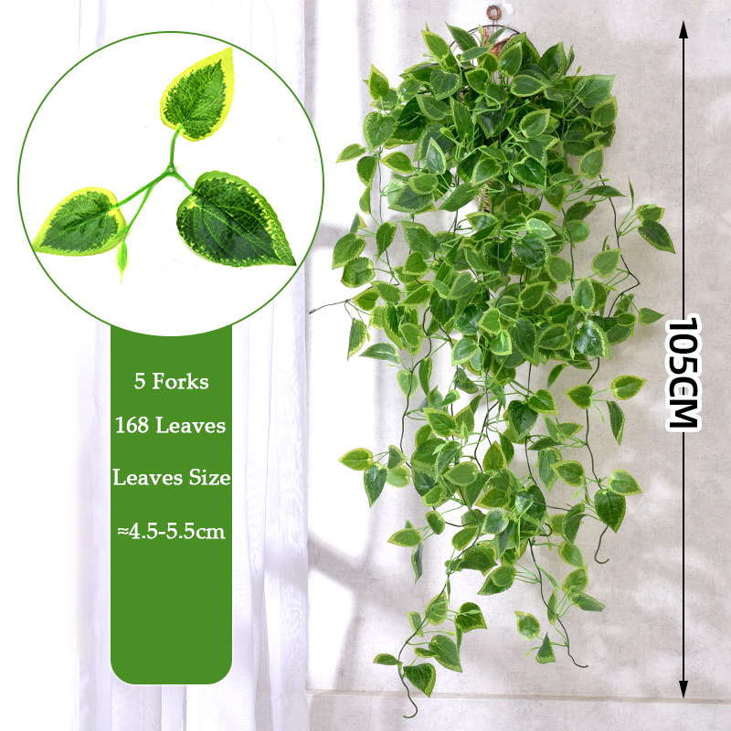 Plantas de enredaderas artificiales de 105cm, 5 tenedores, enredadera de plástico para exteriores, hiedra verde, plantas colgantes de pared, rama para el hogar, jardín, decoración de boda: Deep Pink
