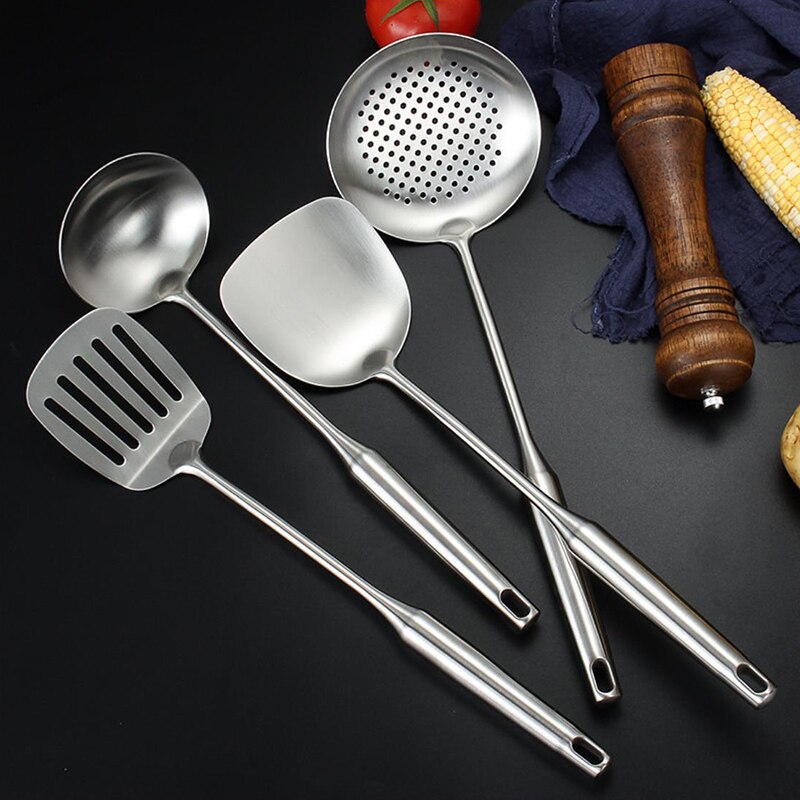 1Pc Kitchen Cooking Tools-Stainless Steel Spatula Soup Spoon Large Colander Scooped Hollow Handle Cooking Shovel Kitchen Cooking