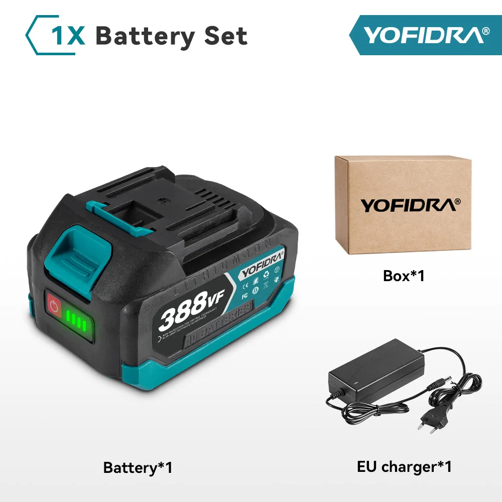 YOFIDRA 388VF 928VF Akku 22500 mAh 3,0 Ah 4,0 Ah Lithium-Ionen-Akku Li-Ionen-Akku für Elektrowerkzeug: khaki