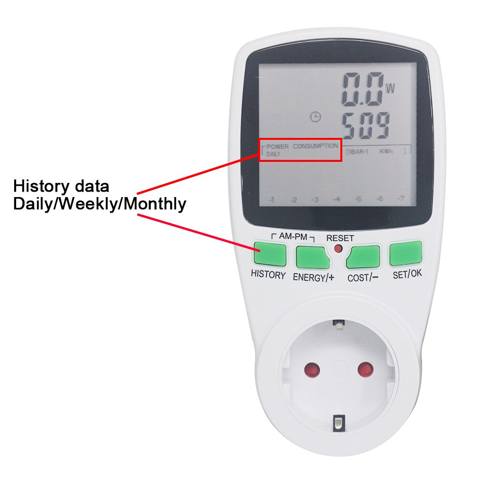 AC Power Energy Meter Digital Wattmeter Monitor Electricity Cost Power Consumption Watt Energy Meter Socket Analyzer