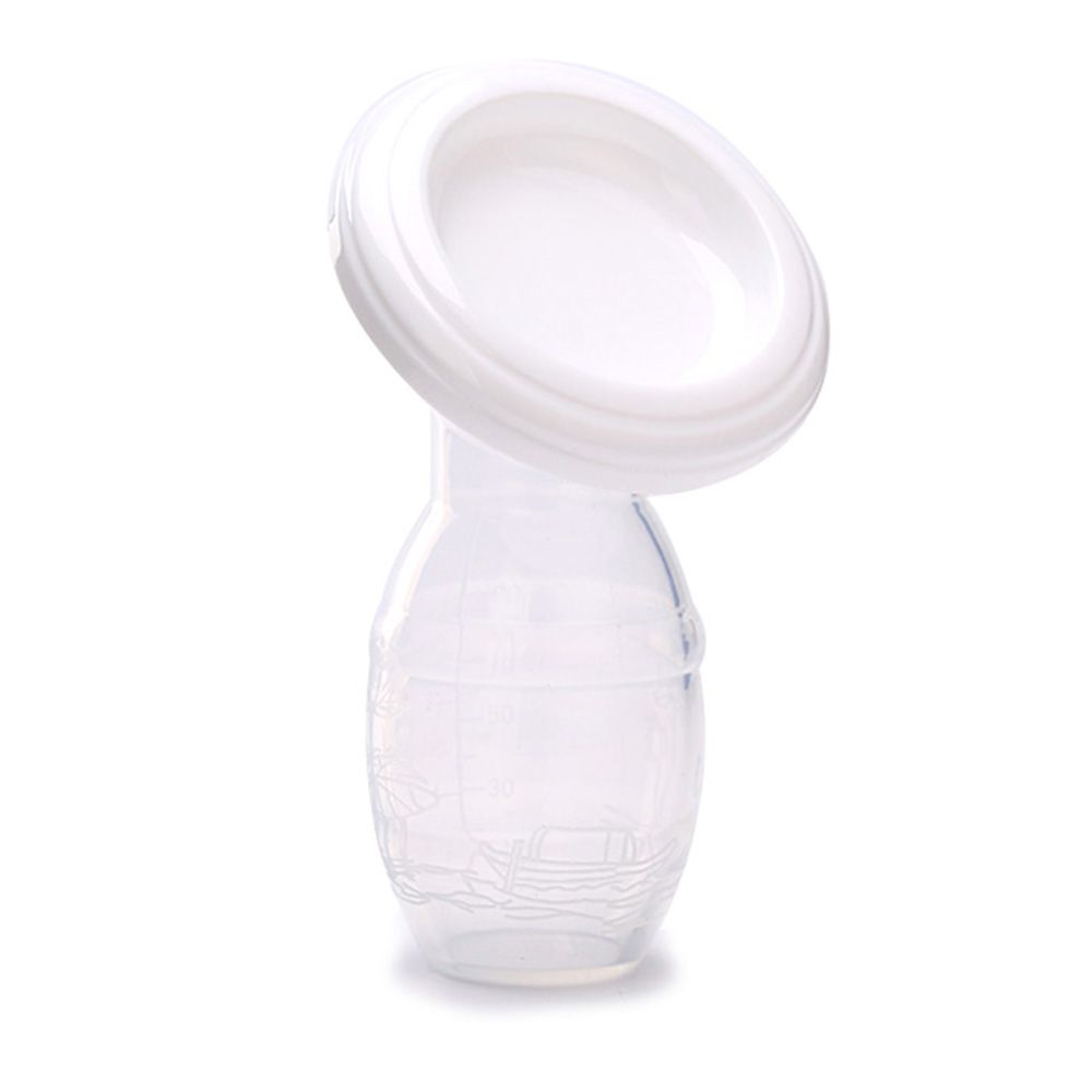 Silicone di alimentazione con coperchio tiralatte manuale correzione automatica latte materno collettore di latte materno per allattamento: white