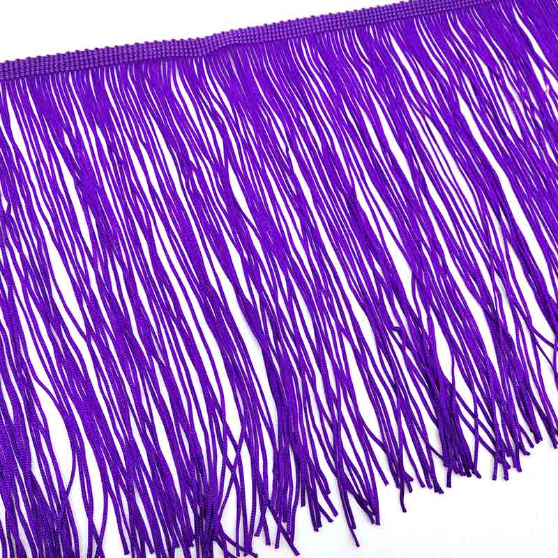 Ruban à franges en dentelle blanche de 50CM de Long, 15CM de large, pour bricolage, robe latine, vêtements de scène, accessoires: Purple