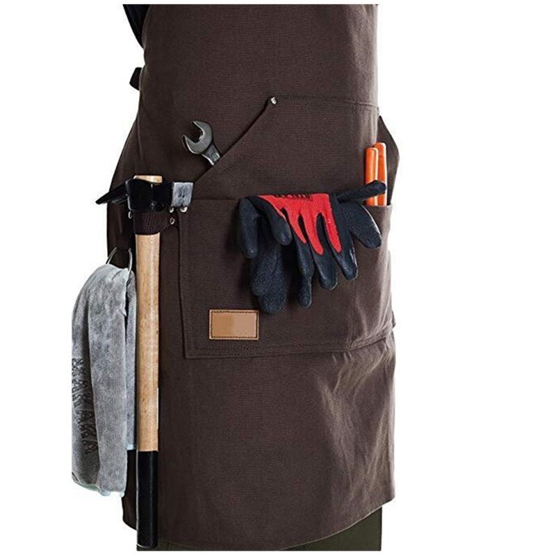 Mandil de herramientas de lona encerada resistente al agua, delantal de trabajo de , para Catering, pintor, jardinero, barbero