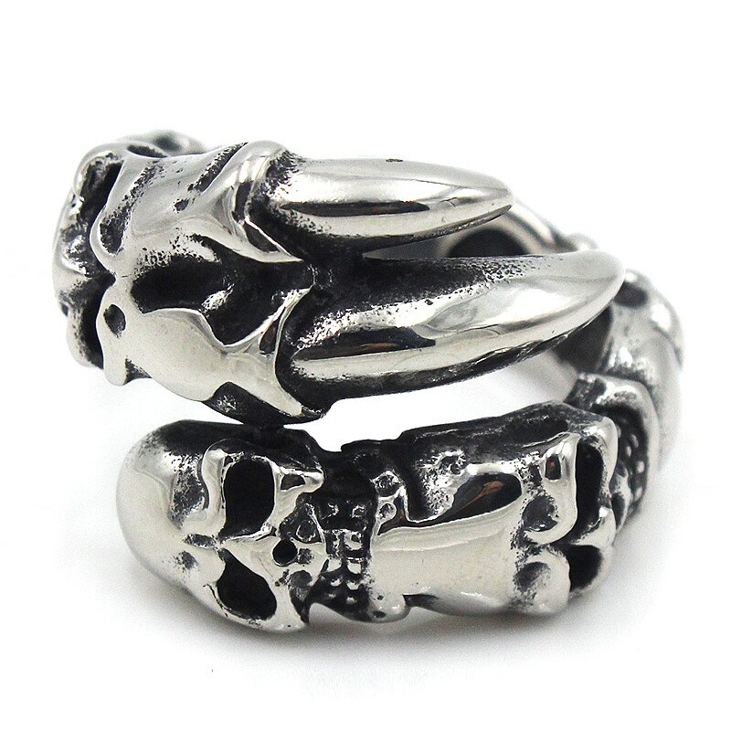 Vintage Punk Rock Beast Claw Ring Mannen Jongens Dominant 316L Rvs Biker Skull Ring Heren Hip Hop Sieraden