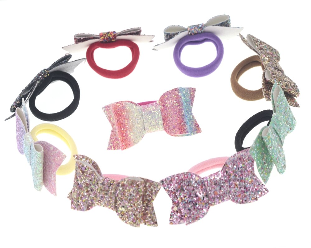 Baby nylon pannband med paljett rosett flicka diy blomma elastiskt pannband barn huvudbonader barn håraccessoarer