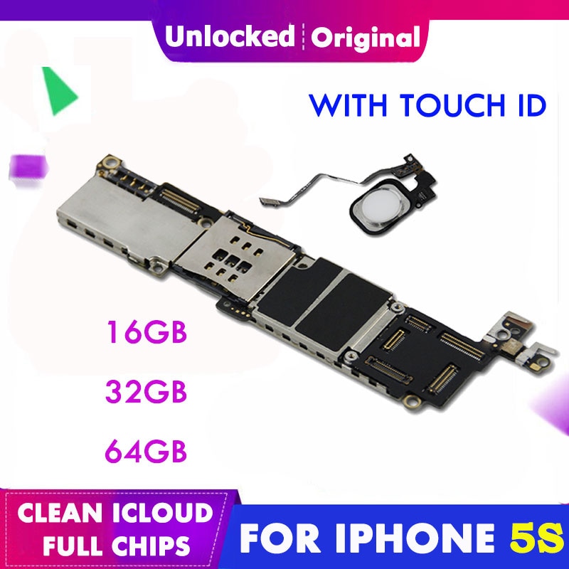 Per IPhone 5S Scheda Madre 16GB 32GB 64GB Scheda Madre della Scheda Logica Principale W/ NO di Impronte Digitali Touch ID Chip Completi