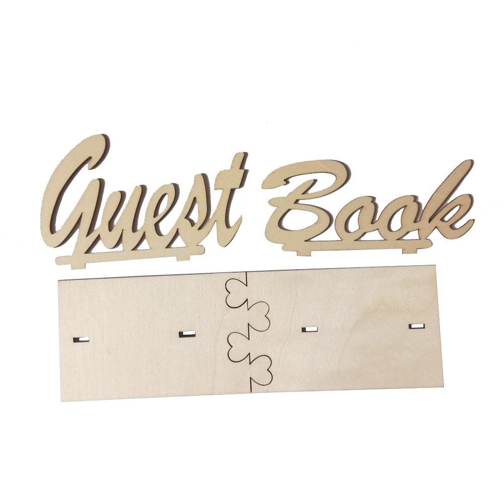 Rustic Wooden Wedding Guest Book Sign Board Birthday Baby Shower Guest Sign-in Book DIY Table Decoration Party Accessories