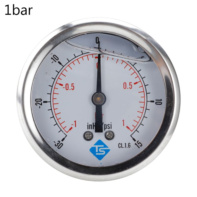 Manómetro de vacío de presión compuesto 1/4 BSP, lleno de glicerina de 68mm -1 ~ 0/1/2 Bar -30 * Hg + 0/15/30 PSI