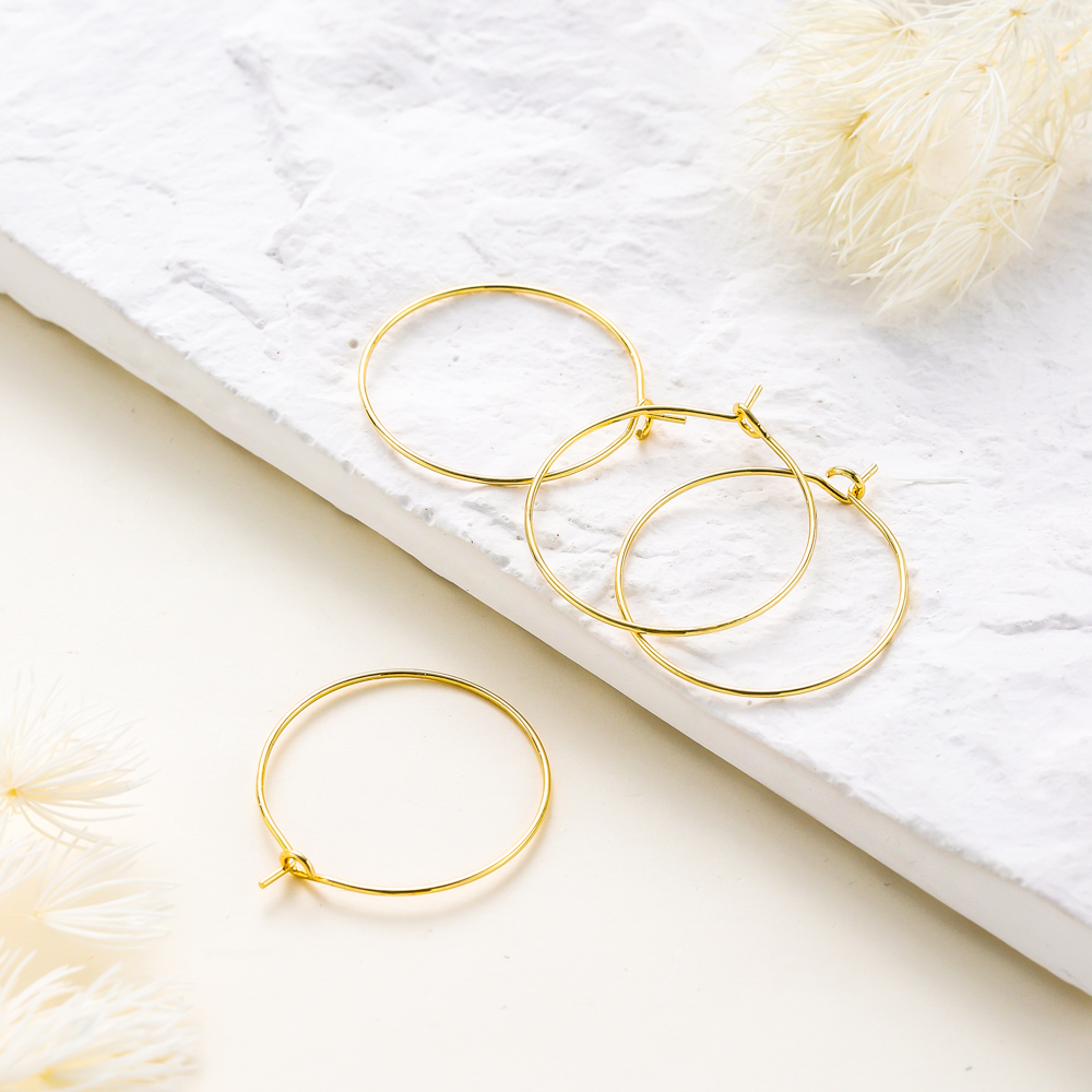 10 unids/lote 15mm 20mm 25mm 14K 18K oro pendientes grandes aros de alambre círculo oreja bucle para hacer joyería DIY accesorios de decoración de pendientes