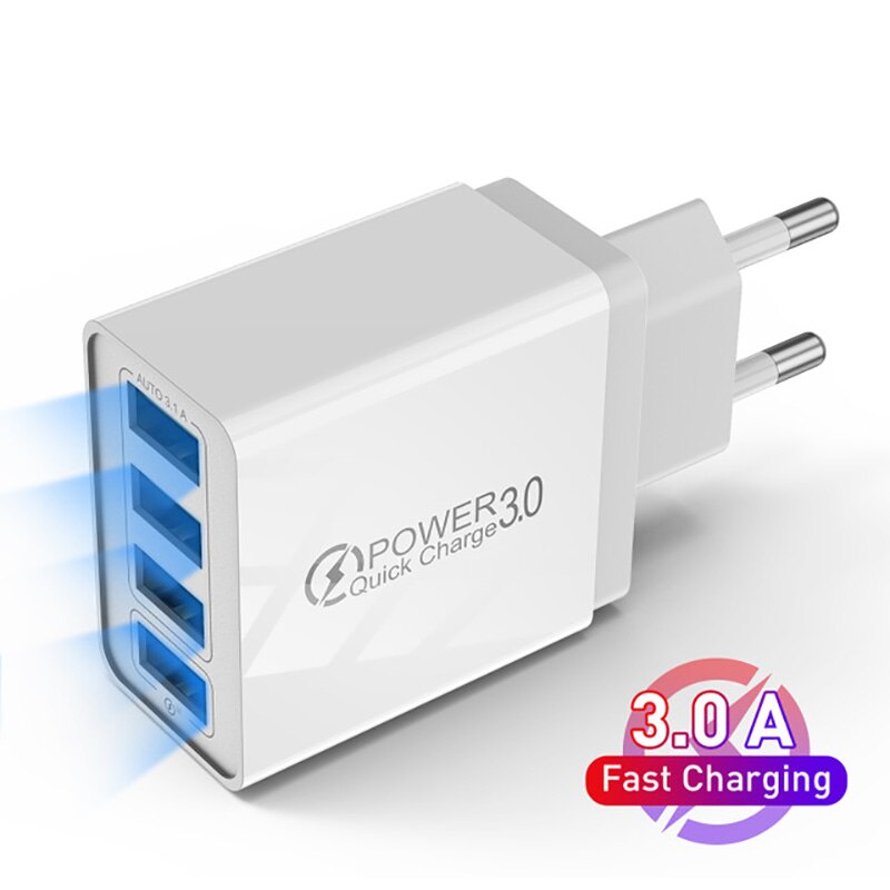 Jusfyu 4 usb-ladegerät für 3a mobiltelefone und tablets, kompakt, tragbar, us-/europäischer standard, weiß/schwarz