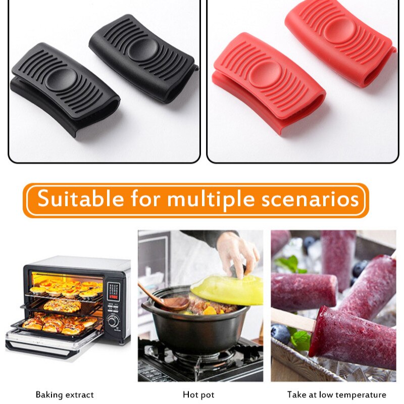 Pan Handvat Mitts Cover Keuken Silicone Panhandle Pot Mitts Cover Isolatie Non Slip Handvat Siliconen Case Anti-Broeien Oren