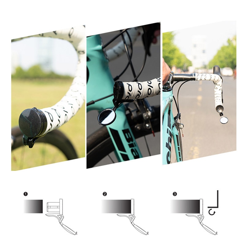 bicicleta espejo Mini espejo retrovisor para bicicleta de carretera irrompible giratorio retrovisor seguridad lado del manillar del espejo 1 Uds