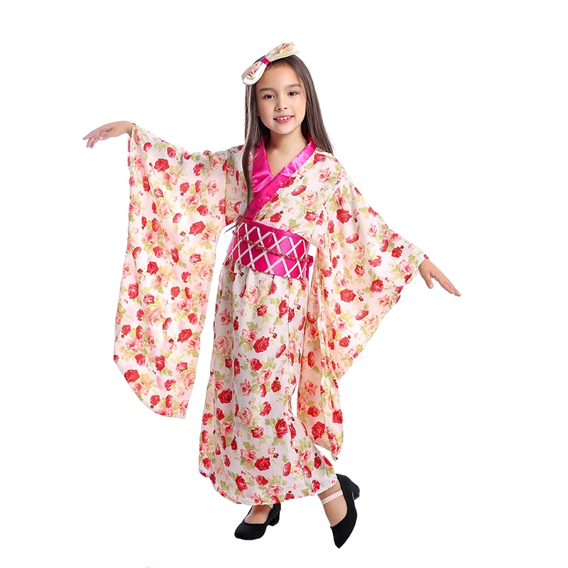 Disfraz de princesa asiática para niñas, Kimono nacional de Geisha japonesa, para Halloween