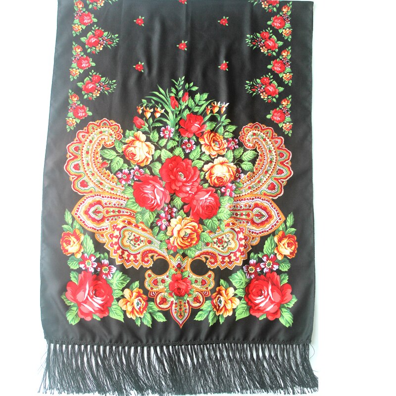 Foulard Long Femme à Franges - Imprimé Floral - Mélange Coton - Plus de 175cm