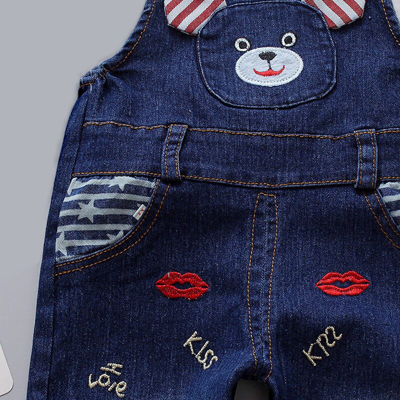 DIIMUU printemps enfants bébé vêtements garçons filles Denim salopette décontracté dessin animé jarretelle pantalon Jean combinaisons barboteuse pantalon