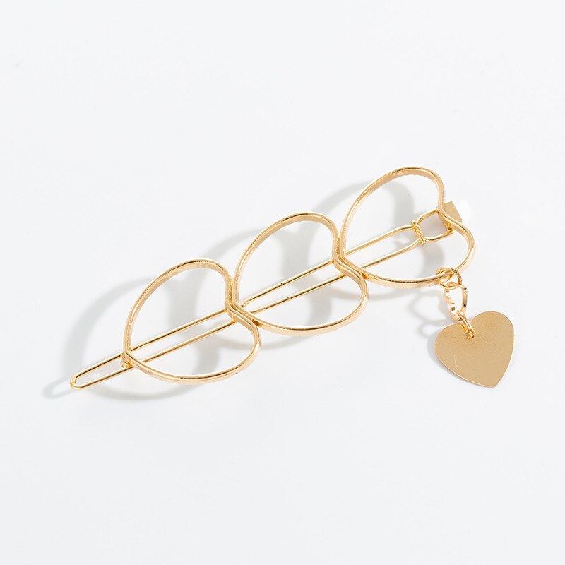 Metalen Liefde Hart Haar Clips Hollow Star Haarspeld Haar Pin Vrouwen Haar Accessoires Hearwear Goedkope: Gold-Hearts