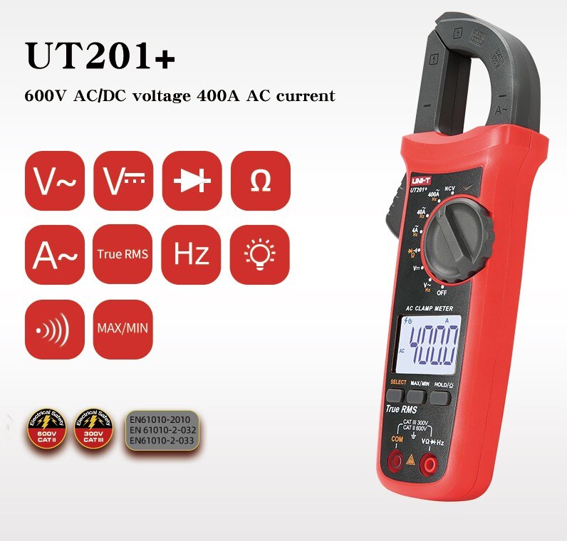 400-600A digital clamp meter automatic range true RMS high precision multimeter: UT201 PLUS