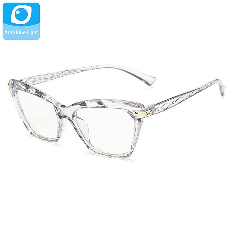 Anti-blauw licht bril dames cat eye bril montuur dames cat eye bril montuur heldere lens bril oculair zonnebril: Grijs