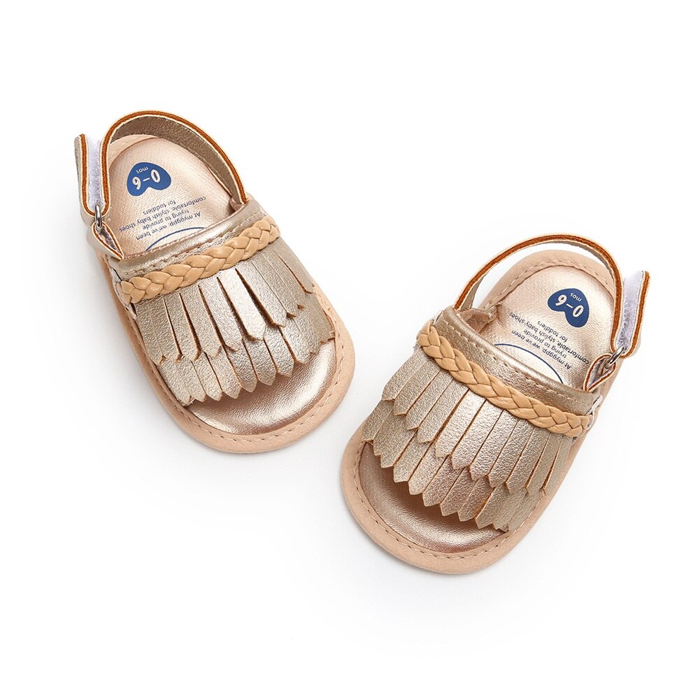 Brand Baby Kid Girl Tassels Shoes Sandles Summer Baby Shoes Infant Prewalker Princess Newborn 0-18M: Gold / 13-18 Months