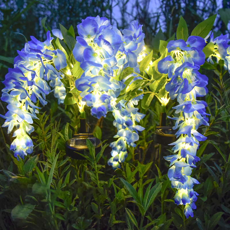 1pc solar wisteria flower lamp LED garden courtyard decoration lamp Waterproof lawn lamp Garden landscape lawn villa decoration