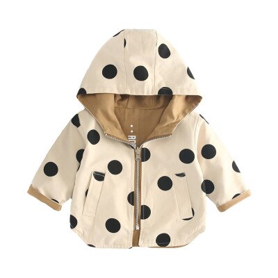 Spring Fall Baby Boys Girls Clothes Baby Kids Dot Jacket Toddler Wear On Both Side Windbreak Children Trench Coat Outerwear